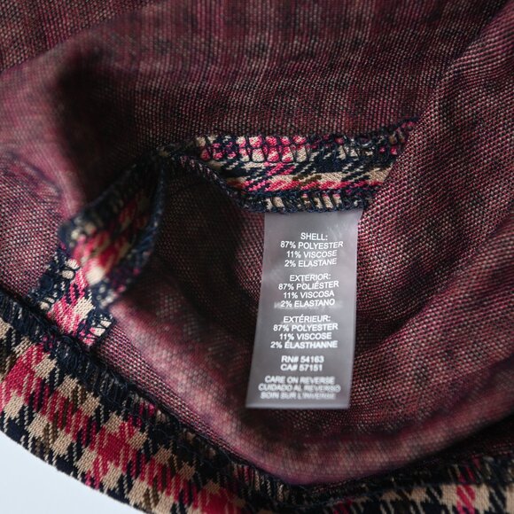 TOMMY HILFIGER Red Tan Olive Green Black Plaid Houndstooth Shift Dress - Size 4 - Picture 12 of 14